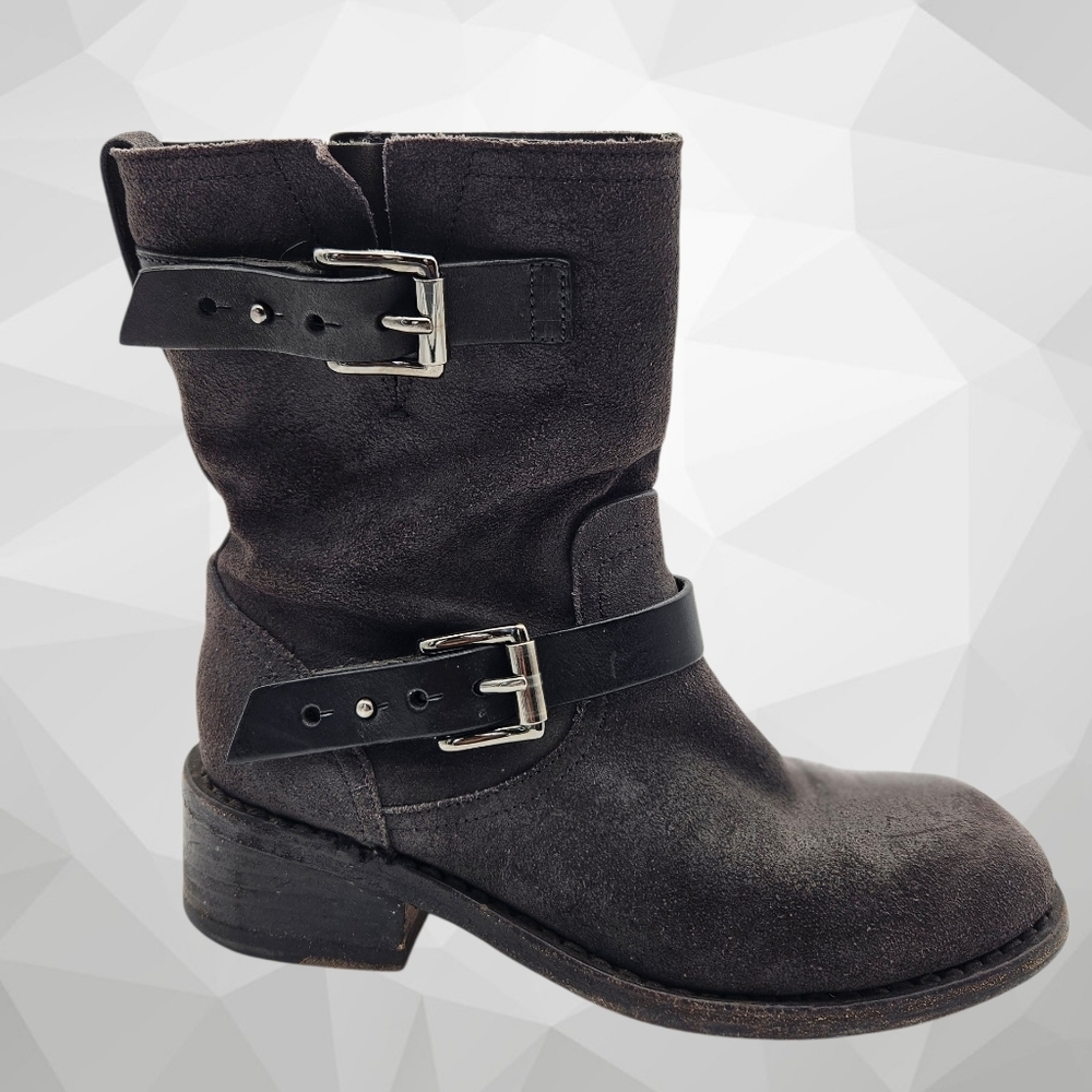 Rag & Bone Women's Distressed Suede Moto/Festival Boots Size 6.5 Faded Black